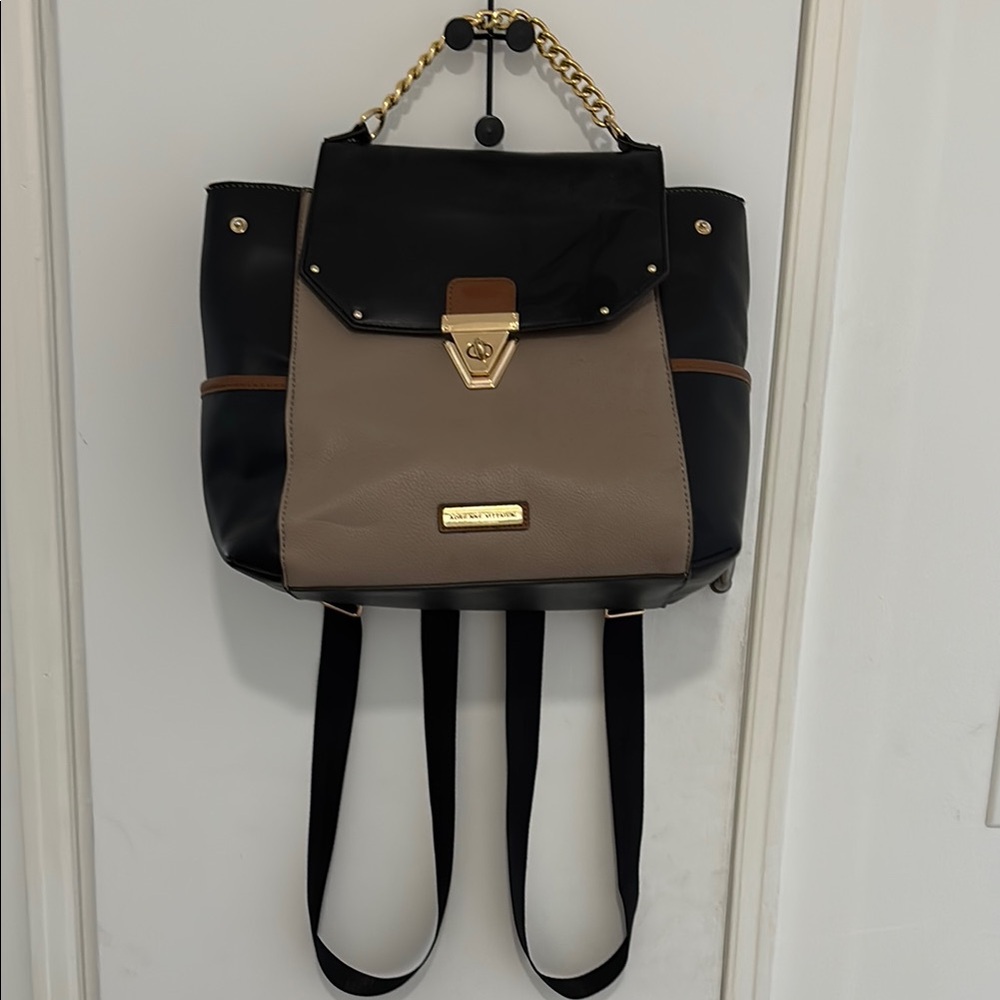 Adrienne Vittadini Black and Tan Backpack